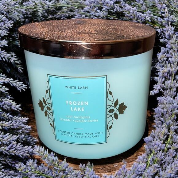 White Barn 3 Wick Scented Candle Bath & Body Works Frozen Lake Lavender 14.5 oz - Picture 1 of 10
